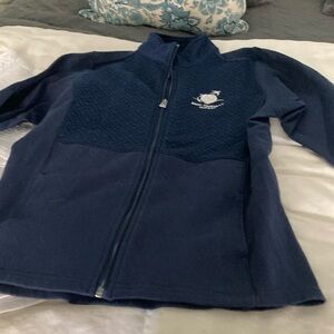 Artisan blue of Blue and White Zip-Up Jackets, size small.